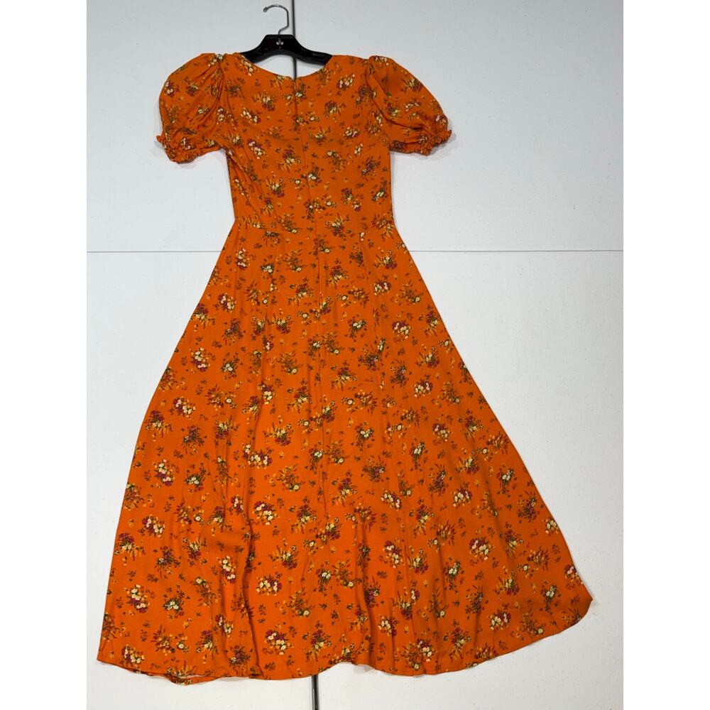 Reformation Lacey Orange floral midi  Dress Size 4 - Picture 7 of 8